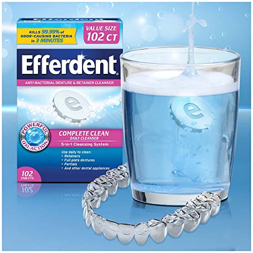 Efferdent Denture Cleanser Tablets, Complete Clean, Cleanser for Retainer and...