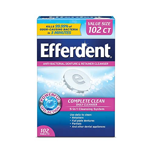Efferdent Denture Cleanser Tablets, Complete Clean, Cleanser for Retainer and...