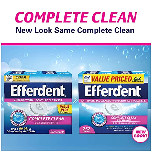 Efferdent Denture Cleanser Tablets, Complete Clean, Tablets, Multicolor, 252 ...
