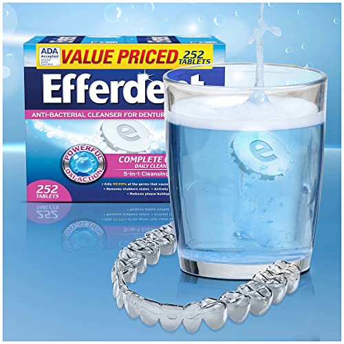 Efferdent Denture Cleanser Tablets, Complete Clean, Tablets, Multicolor, 252 ...