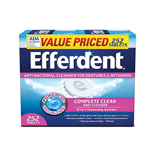 Efferdent Denture Cleanser Tablets, Complete Clean, Tablets, Multicolor, 252 ...
