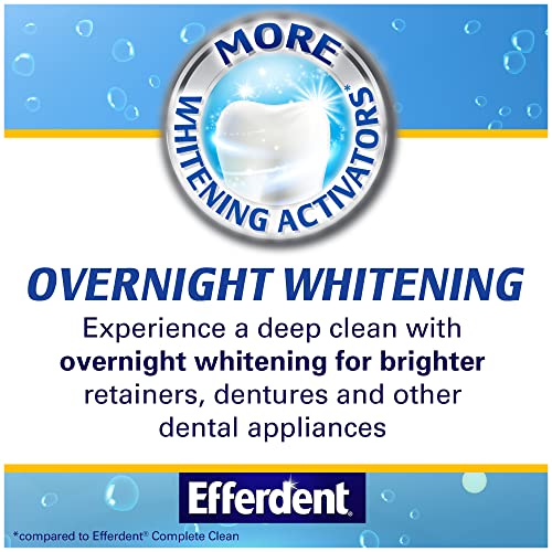 Efferdent PM Denture Cleanser Tablets, Overnight Whitening, 90 Count