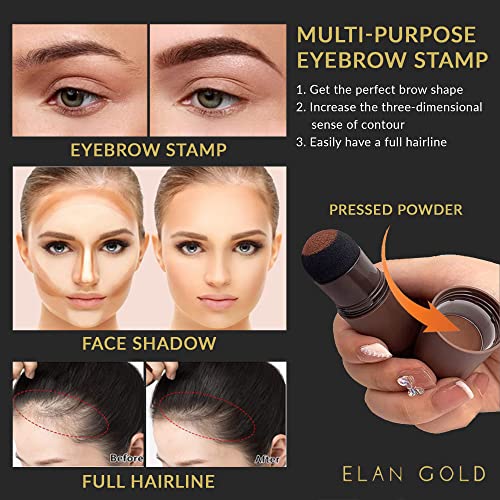 GOODLY by ELAN Gold Eyebrow Stamp Stencil Kit w/ Bonus Eyebrow Tweezer Includ...