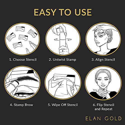 GOODLY by ELAN Gold Eyebrow Stamp Stencil Kit w/ Bonus Eyebrow Tweezer Includ...