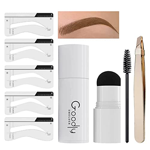 GOODLY by ELAN Gold Eyebrow Stamp Stencil Kit w/ Bonus Eyebrow Tweezer Includ...