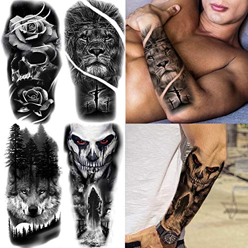 EGMBGM 22 Sheets Halloween Skull Temporary Tattoos For Women Neck 3D Pirate C...