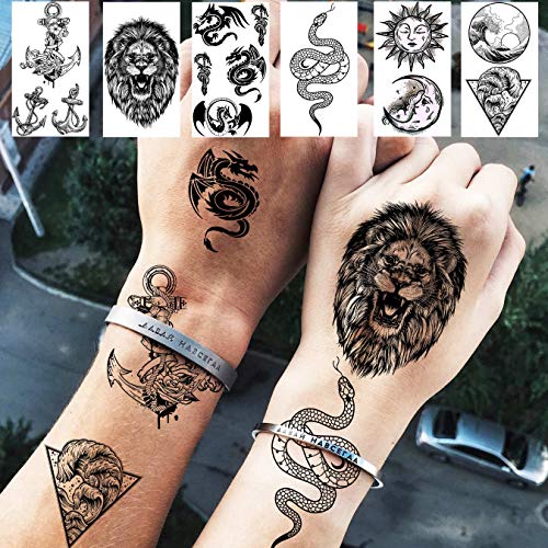 EGMBGM 22 Sheets Halloween Skull Temporary Tattoos For Women Neck 3D Pirate C...