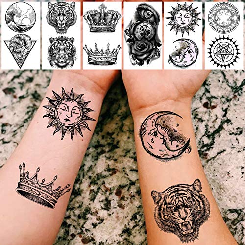 EGMBGM 22 Sheets Halloween Skull Temporary Tattoos For Women Neck 3D Pirate C...