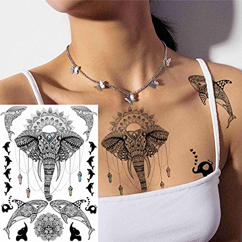 EGMBGM 28 Sheets Tribal Henna Temporary Tattoos For Women Girls, Waterproof F...