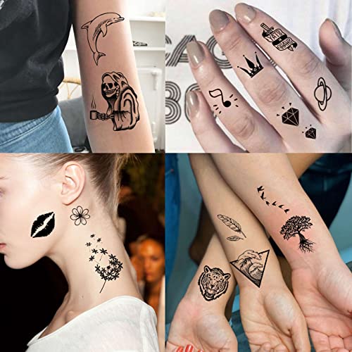 EGMBGM 52 Sheets Tiny Small Temporary Tattoos For Kids Boys Girls, Tribal Ani...