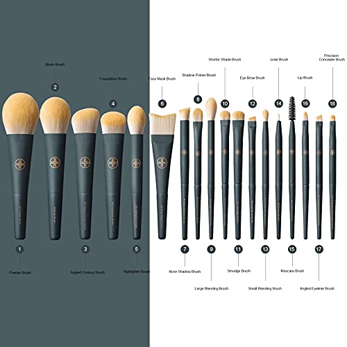 EIGSHOW Makeup Brushes 18pcs Professional Makeup Brush Travel Set with Eco Cy...