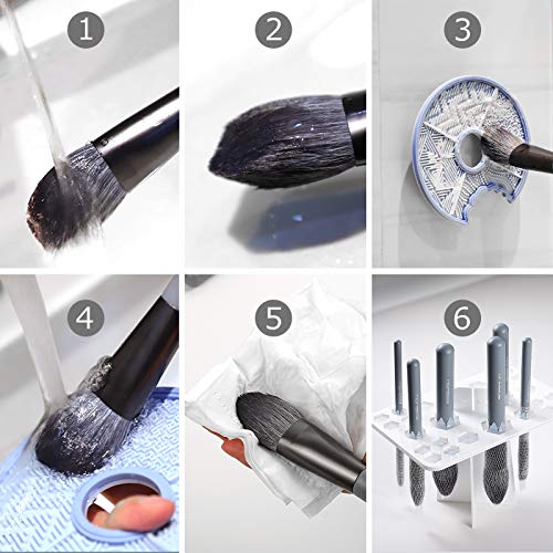 Makeup Brush Holder & Makeup Brush Washing Mat, EIGSHOW 26 Holes Makeup Brush...