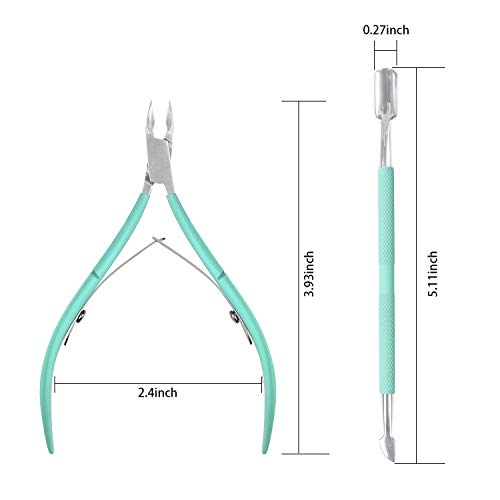 Cuticle Nipper with Cuticle Pusher - Ejiubas Green Cuticle Trimmer Stainless ...