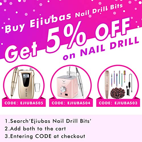 Ejiubas Nail Drill Bits 10Pcs 3/32"(2.35mm) Diamond Drill Bit Set for Nails P...