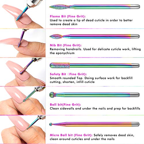 Ejiubas Nail Drill Bits 10Pcs 3/32"(2.35mm) Diamond Drill Bit Set for Nails P...