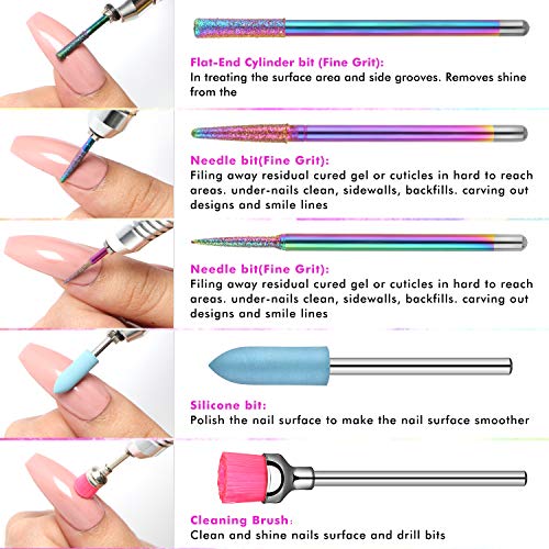 Ejiubas Nail Drill Bits 10Pcs 3/32"(2.35mm) Diamond Drill Bit Set for Nails P...