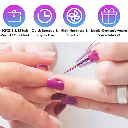 Ejiubas Nail Drill Bits 10Pcs 3/32"(2.35mm) Diamond Drill Bit Set for Nails P...