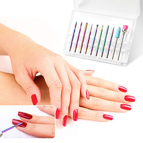 Ejiubas Nail Drill Bits 10Pcs 3/32"(2.35mm) Diamond Drill Bit Set for Nails P...