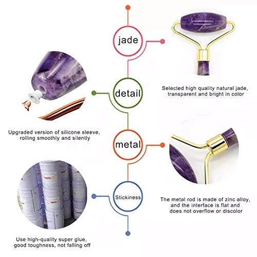 Face Roller Purple Jade Roller Facial Beauty Roller Skin Care Tools Quartz Ma...