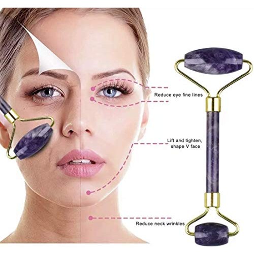 Face Roller Purple Jade Roller Facial Beauty Roller Skin Care Tools Quartz Ma...