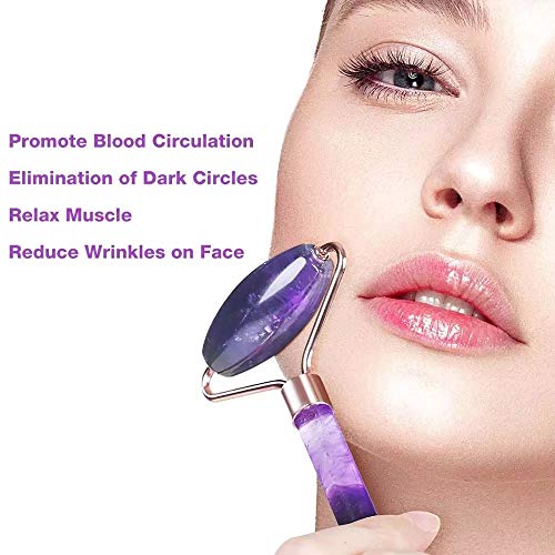 Face Roller Purple Jade Roller Facial Beauty Roller Skin Care Tools Quartz Ma...