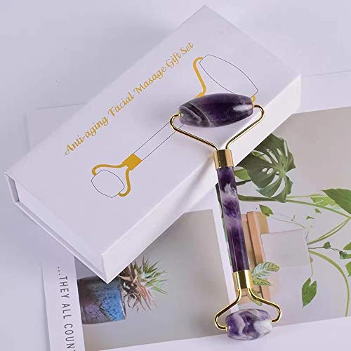 Face Roller Purple Jade Roller Facial Beauty Roller Skin Care Tools Quartz Ma...