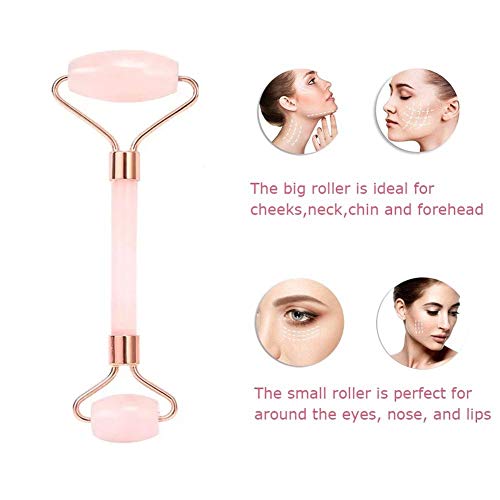 Jade Roller, Face Roller, Facial Beauty Roller Skin Care Tools, Quartz Massag...