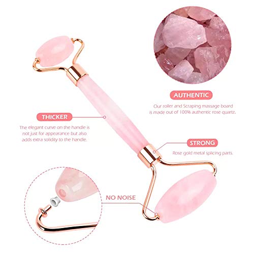 Jade Roller, Face Roller, Facial Beauty Roller Skin Care Tools, Quartz Massag...
