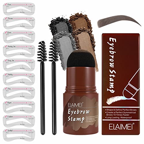 Eyebrow Stamp and Eyebrow Stencil Kit, Long Lasting Brow Stamp Kit for Perfec...