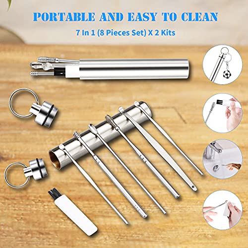 【2 Pack】 Ear Pick Portable Earwax Removal Kit Stainless Steel Spring Ear Wa...