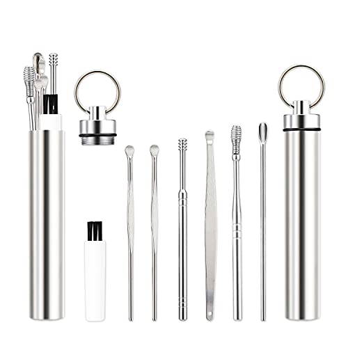 【2 Pack】 Ear Pick Portable Earwax Removal Kit Stainless Steel Spring Ear Wa...