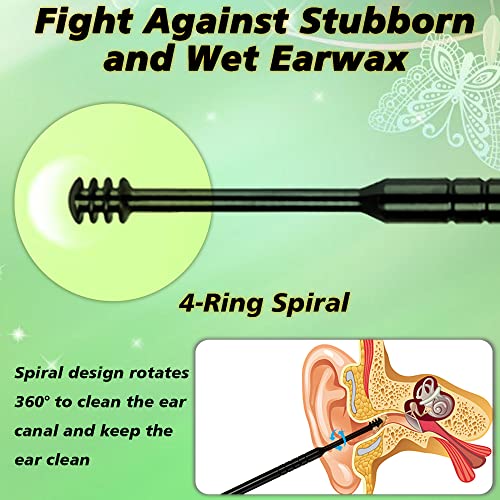 2 Pack Innovative Spring Earwax Cleaner Tool Set - 6 in 1 Massage Spiral Ear ...