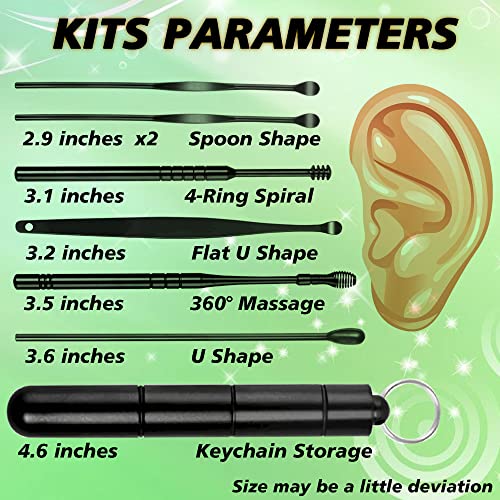 2 Pack Innovative Spring Earwax Cleaner Tool Set - 6 in 1 Massage Spiral Ear ...