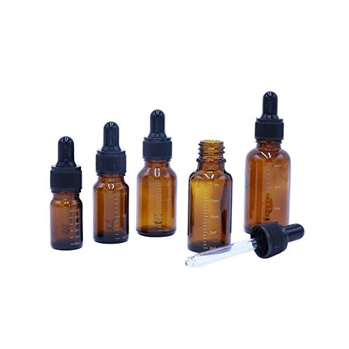 2Pcs Amber Graduated Scale Glass Essential Oil Dropper Bottles with Black Dro...