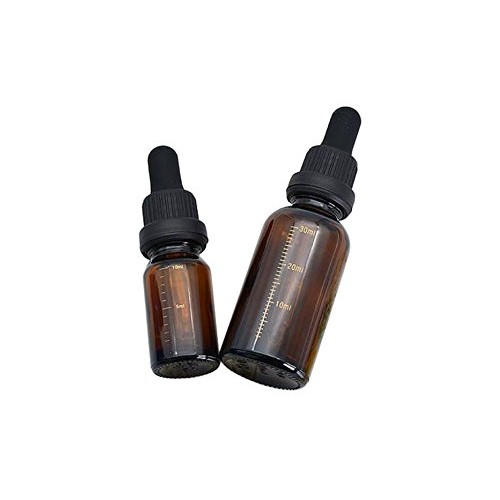 2Pcs Amber Graduated Scale Glass Essential Oil Dropper Bottles with Black Dro...