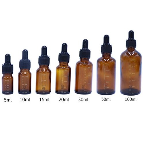 2Pcs Amber Graduated Scale Glass Essential Oil Dropper Bottles with Black Dro...