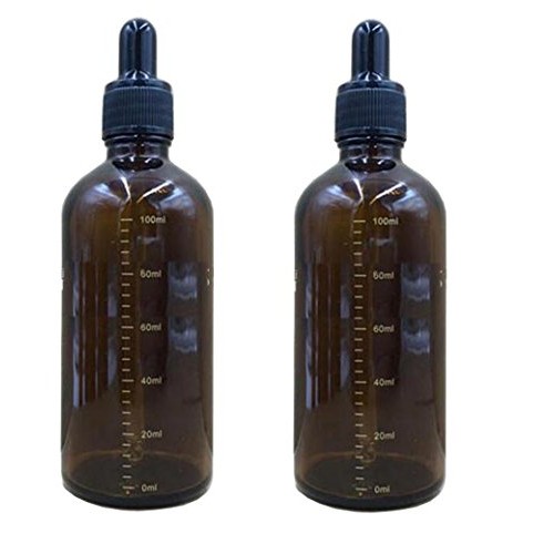 2Pcs Amber Graduated Scale Glass Essential Oil Dropper Bottles with Black Dro...
