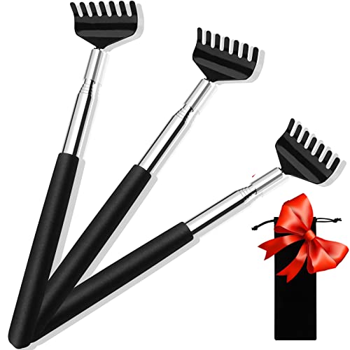 (3-Pack) Black Telescopic Back Scratcher, ELASO Portable Extendable Stainless...