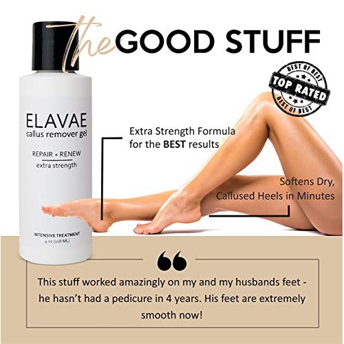 Elavae Callus Remover Gel Extra Strength. Works well with foot scrubber, file...