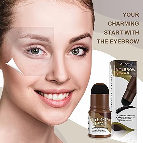 Eyebrow Stamp Stencil Kit, contains 10 reusable molds, and 2 small pencil bru...