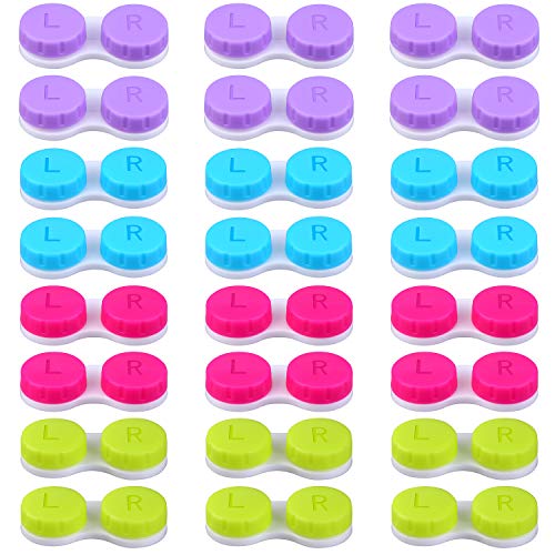 Elcoho 24 Pack Contact Lens Cases Contact Lens Holder Box Left/Right Eyes Con...