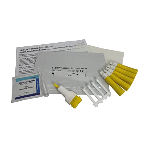 5 x Eldoncard Blood Type Test | A,B,O,AB & Rh Test | 5 x One Step Extra Lance...