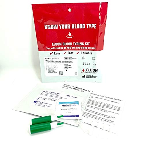 (2 Pack) Eldoncard Blood Type Test - air sealed envelope, safety lancet, micr...