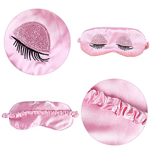 EleCharm Silk Eye Mask Sleeping Eyeshade w Sequin Eyelash Embroidery Women's ...
