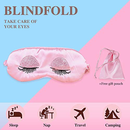 EleCharm Silk Eye Mask Sleeping Eyeshade w Sequin Eyelash Embroidery Women's ...
