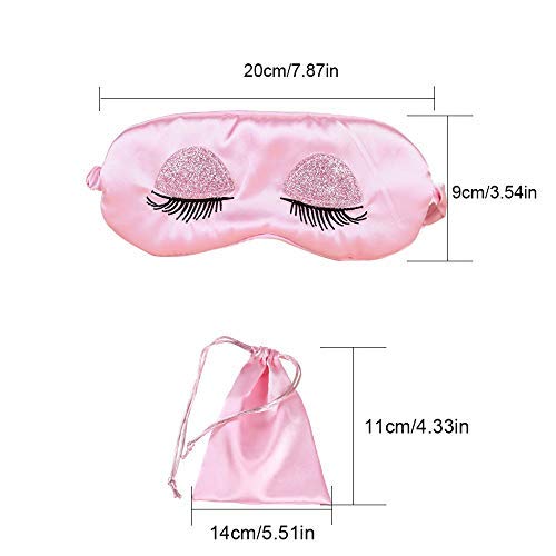 EleCharm Silk Eye Mask Sleeping Eyeshade w Sequin Eyelash Embroidery Women's ...