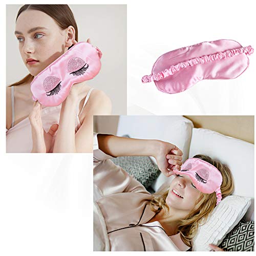 EleCharm Silk Eye Mask Sleeping Eyeshade w Sequin Eyelash Embroidery Women's ...