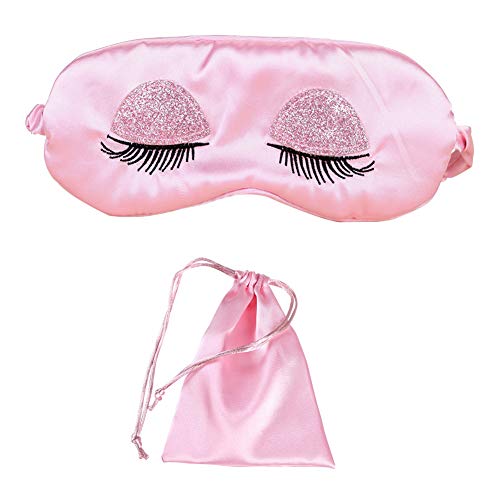 EleCharm Silk Eye Mask Sleeping Eyeshade w Sequin Eyelash Embroidery Women's ...