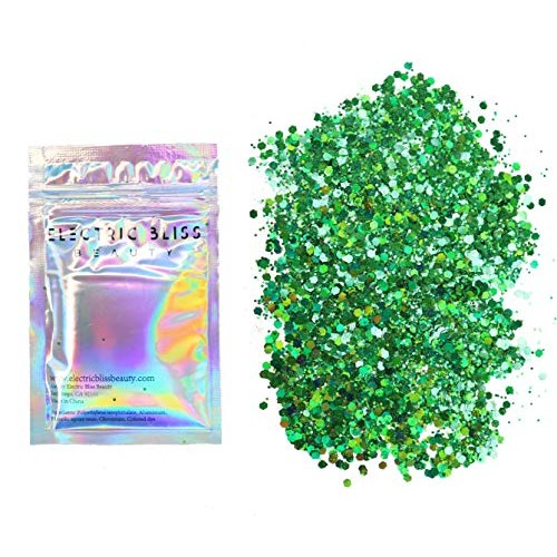 Green - Cosmetic Grade Chunky Glitter - Multi-Size Hexagon Shape - Hair, Make...
