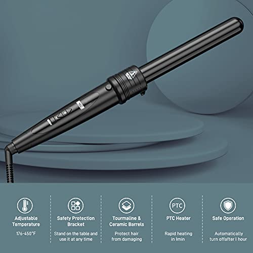Curling Iron Wand Set Hair Barrels 6 in 1 with Heated Setting and Display Wir...
